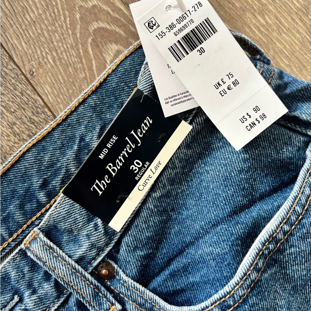 Abercrombie & Fitch Mid Rise Barrel Jeans - Blue